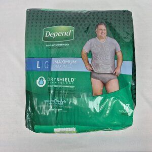 Depend Men's Fit Flex Incontinence Briefs Size Large 17ct Max Absorbency NEW!!!